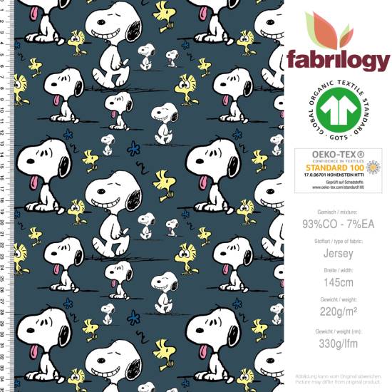 Snoopy Faces - GOTS - indigo