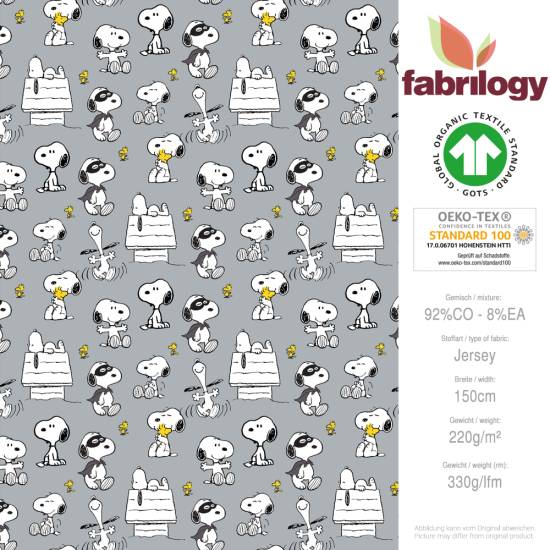 Snoopy mask - GOTS - gray