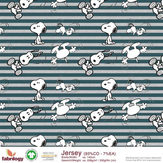 Snoopy stripes - GOTS - grey