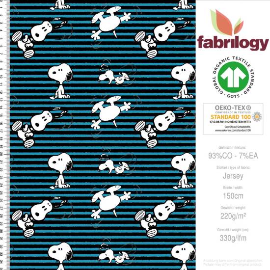 Snoopy stripes - GOTS - turquoise