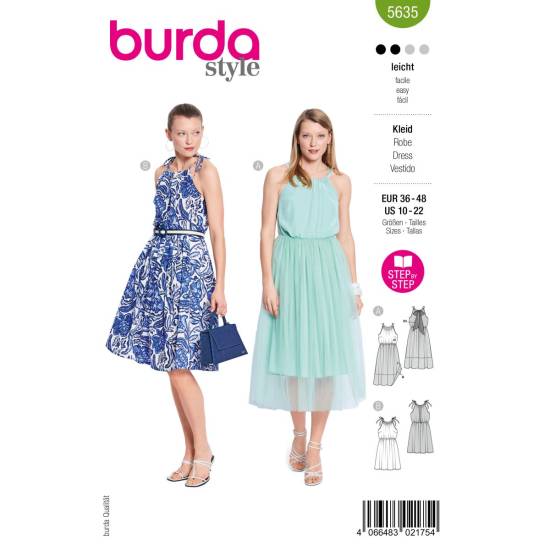 Summer dresses with straps | BURDA | Gr: 36-48 | Level: 2