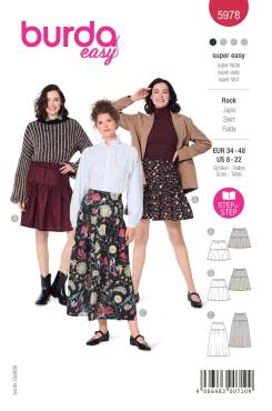 Tiered skirt with elastic band | BURDA | Size: 34-48 | Level: 1