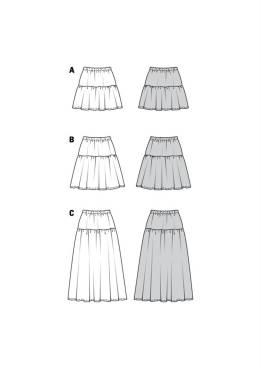 Tiered skirt with elastic band | BURDA | Size: 34-48 | Level: 1