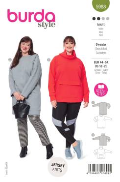 Sweater with cuffs or turtleneck | BURDA | Size: 44-54 | Level: 2