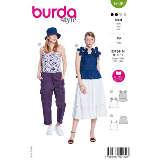 Strappy tops | BURDA | Gr: 34-44 | Level: 2