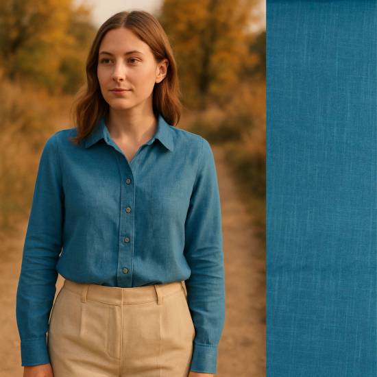 Viscose Linen Plain - blue