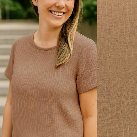 Wave Whisper (Jacquard Musselin) - ECO - Desert Clay