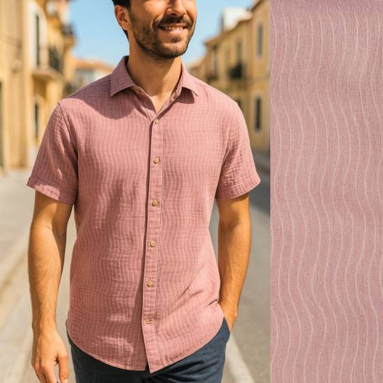 Wave Whisper (Jacquard Musselin) - ECO - Salmon