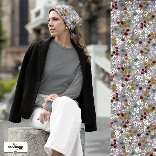 Whispering Meadow (Musselin flat) - ECO - Smoky Grey
