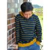 Bio Streifen-Jersey (30/5mm) - GOTS - dunkelblau/curry