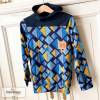 RESTSTÜCK | 110 cm | Tangram - GOTS - navy-senf-blau Variationen